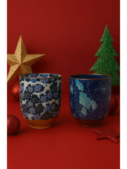 SET 2 TASSES ÉVENTAILS  - JAPON