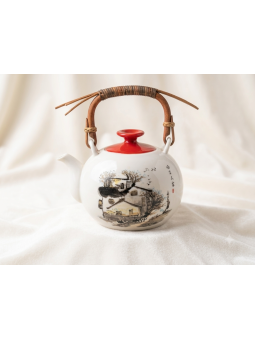 THÉIÈRE PORCELAINE ANSE BAMBOU 1L - La Route du Thé Versailles