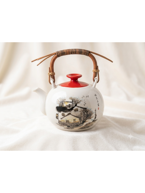 THÉIÈRE PORCELAINE ANSE BAMBOU 1L - La Route du Thé Versailles