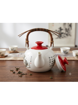 THÉIÈRE PORCELAINE ANSE BAMBOU 1L - La Route du Thé Versailles