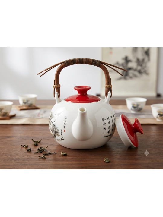 THÉIÈRE PORCELAINE ANSE BAMBOU 1L - La Route du Thé Versailles