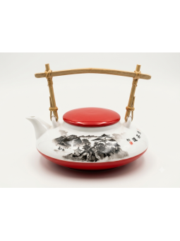 Théière Plate porcelaine Rouge - La Route du Thé Versailles