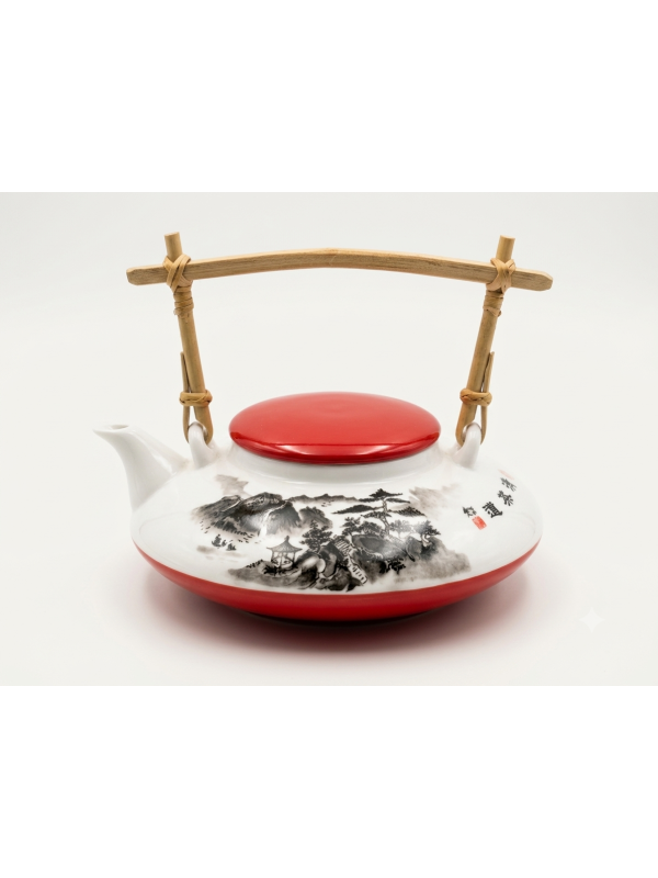 Théière Plate porcelaine Rouge - La Route du Thé Versailles