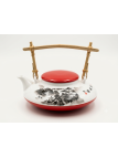 Théière Plate porcelaine Rouge - La Route du Thé Versailles