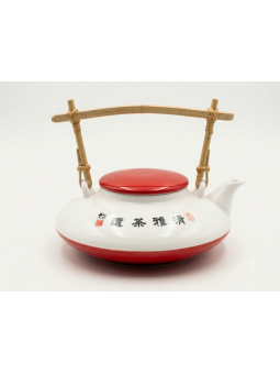 Théière Plate porcelaine Rouge - La Route du Thé Versailles