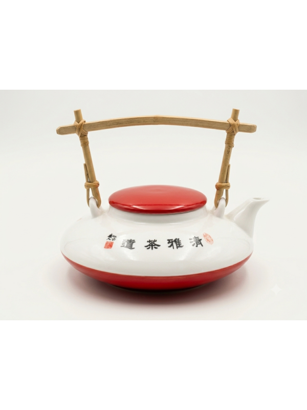 Théière Plate porcelaine Rouge - La Route du Thé Versailles