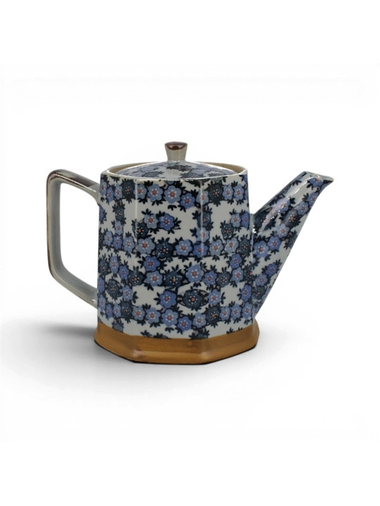 THÉIÈRE JAPONAISE HEXAGONALE CÉRAMIQUE - FLORAL BLEU - La Route du Thé Versailles