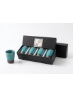 Coffret 4 gobelets a the japonais turquoise et base terre brute - La Route du Thé Versailles