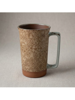 MUG 40cl RÉTRO BRUN LIGNE FLORAL - JAPON - LA ROUTE DU THÉ VERSAILLES